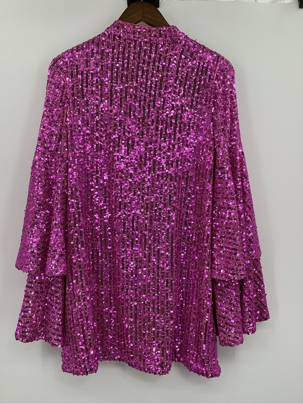 Buddy Love Pink Sequin Tiered Bell Sleeve Mini Dress - Picture 3 of 10
